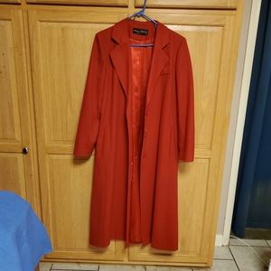 Vintage Red Merino Wool Maternity Coat